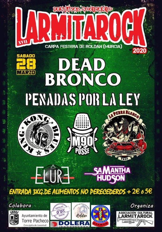 <span style='color:#780948'>ARCHIVED</span> - Saturday 28th March Larmitarock in Roldán: solidarity music