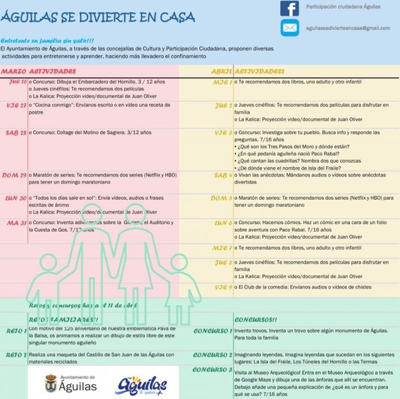 <span style='color:#780948'>ARCHIVED</span> - Lockdown competitions and activities for all the family offered by Águilas Town Hall