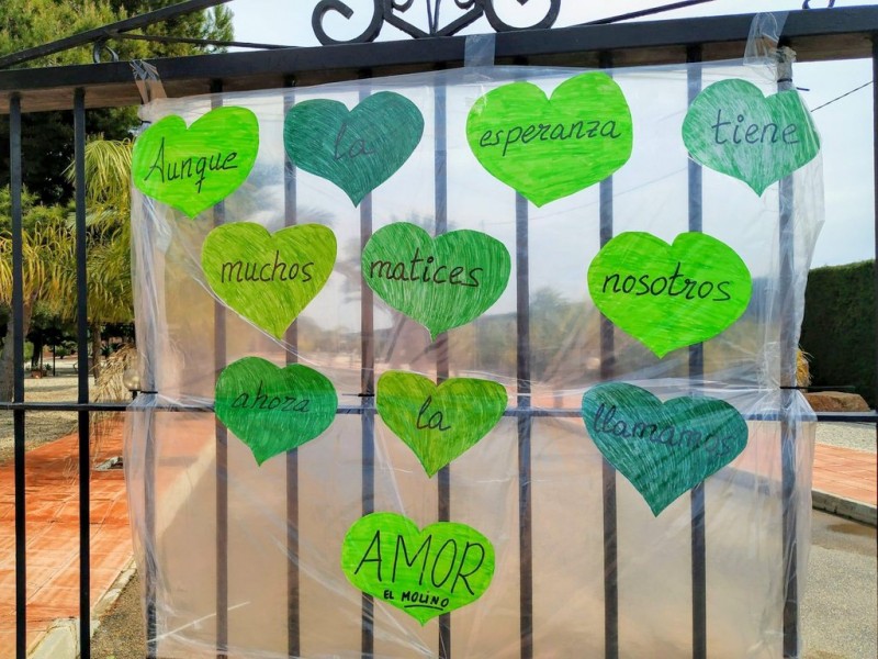 <span style='color:#780948'>ARCHIVED</span> - San Javier covered in green hearts bearing messages of thanks to medical workers and emergency services