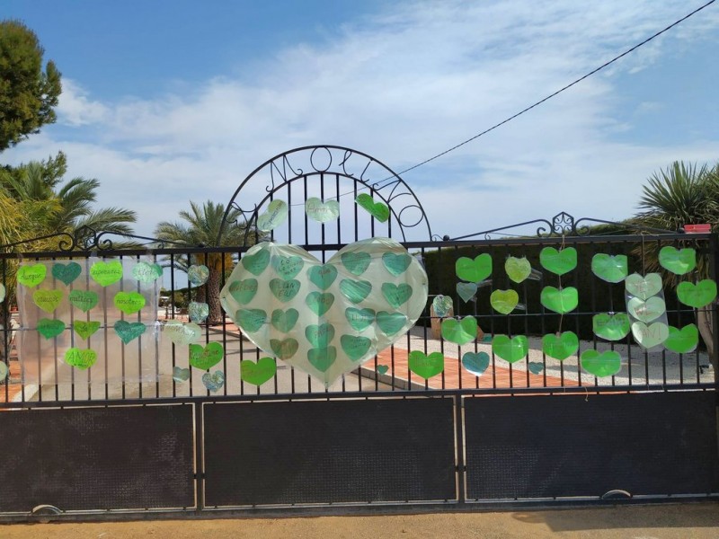 <span style='color:#780948'>ARCHIVED</span> - San Javier covered in green hearts bearing messages of thanks to medical workers and emergency services
