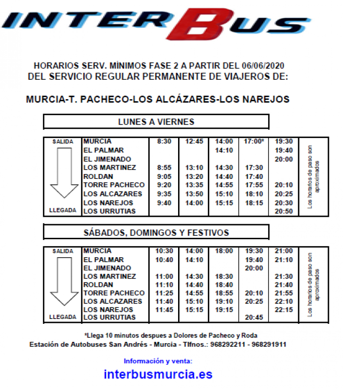 <span style='color:#780948'>ARCHIVED</span> - Interbus from 6th June:  Los Narejos -Torre Pacheco-Los Alcázares- Murcia