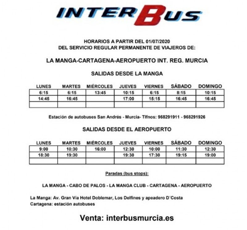 <span style='color:#780948'>ARCHIVED</span> - Covid safe bus services from Corvera airport to golf resorts and Costa Cálida towns 2020