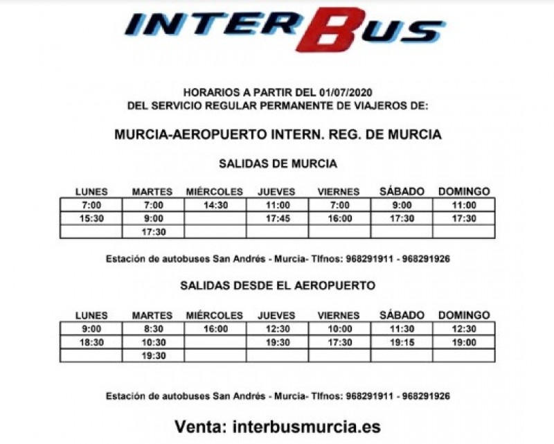 <span style='color:#780948'>ARCHIVED</span> - Covid safe bus services from Corvera airport to golf resorts and Costa Cálida towns 2020