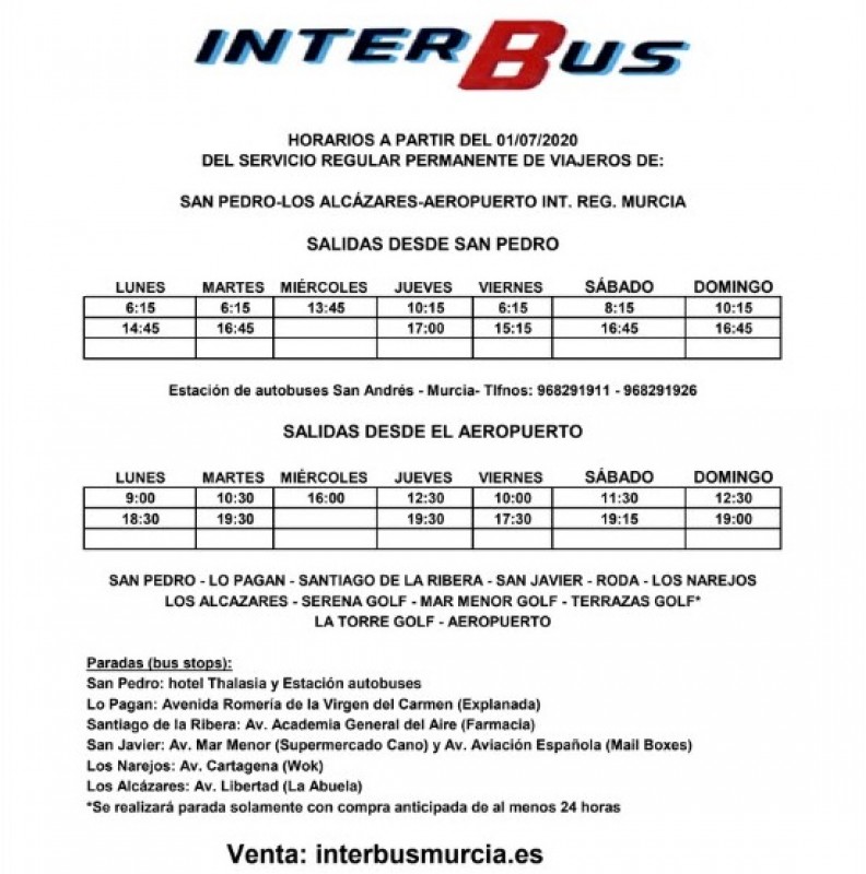 <span style='color:#780948'>ARCHIVED</span> - Covid safe bus services from Corvera airport to golf resorts and Costa Cálida towns 2020