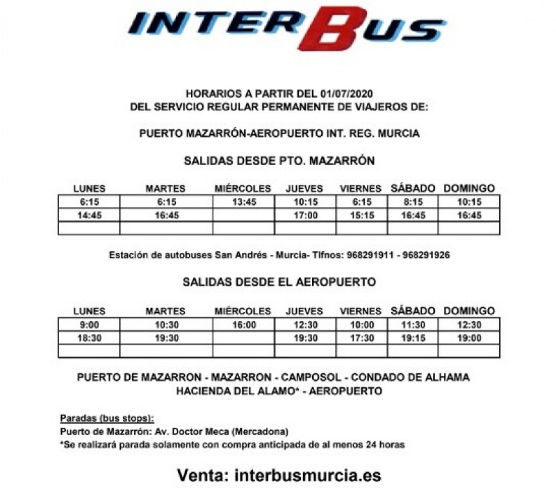 <span style='color:#780948'>ARCHIVED</span> - Covid safe bus services from Corvera airport to golf resorts and Costa Cálida towns 2020
