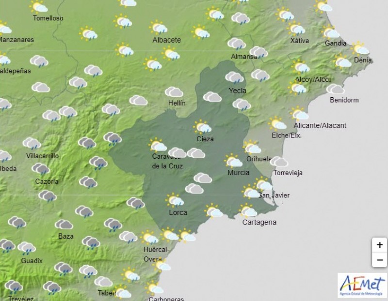 <span style='color:#780948'>ARCHIVED</span> - Sun, clouds and possible showers for Murcia Tuesday and Wednesday