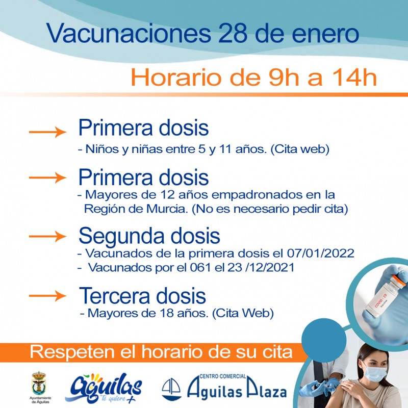 <span style='color:#780948'>ARCHIVED</span> - First, second and third Covid vaccines in Aguilas: January 28