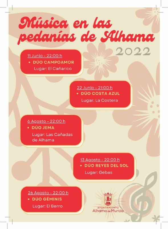 June 22-August 26 Music in the gardens and districts of Alhama 2022