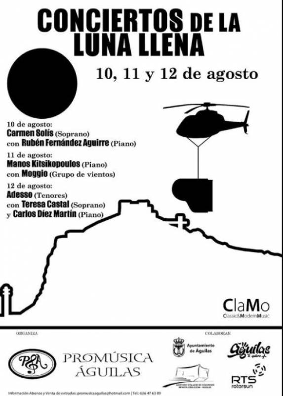 <span style='color:#780948'>ARCHIVED</span> - August 10 to 12 open-air concerts at the castle of Aguilas high above the Mediterranean