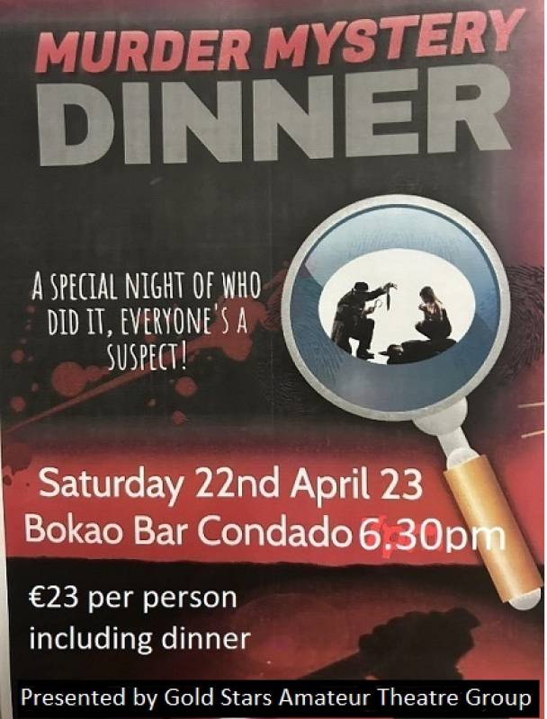 April 22 Murder Mystery Dinner at the Bokao Bar, Condado de Alhama Golf Resort