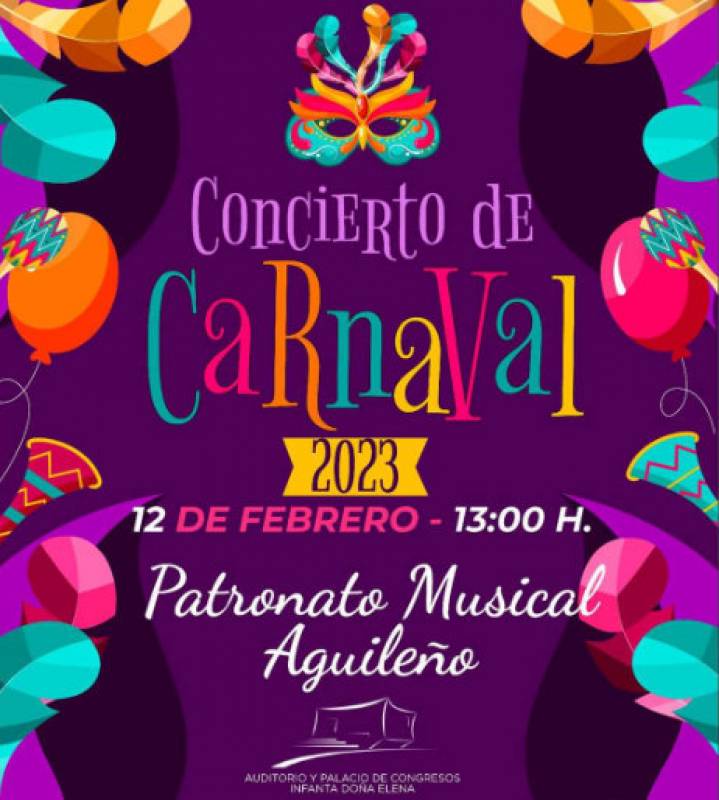 <span style='color:#780948'>ARCHIVED</span> - February 12 Free Carnival 2023 concert at the Aguilas auditorium