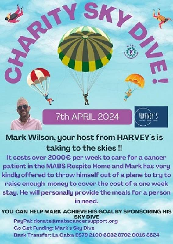 April 7 A Sky dive to raise money for MABS