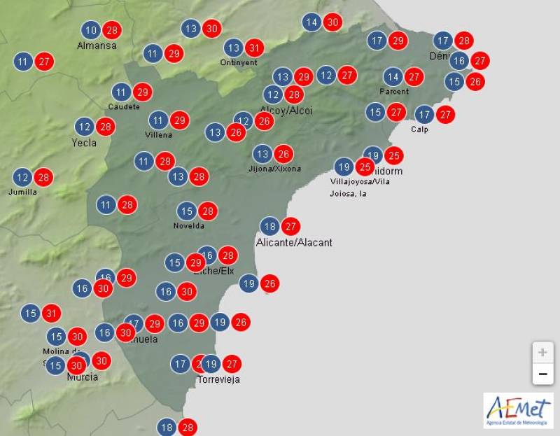 Rollercoaster temperatures this weekend: Alicante weather forecast Sept 12-15