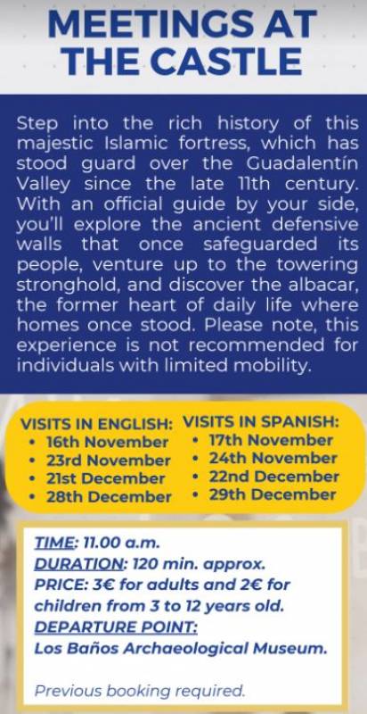 November 24 Guided tour in Spanish of Alhama de Murcia castle