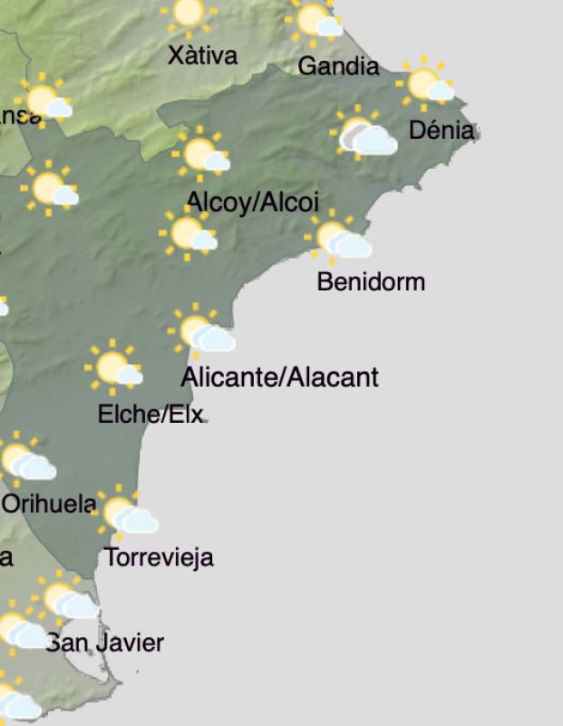 Alicante weather forecast December 27-29: Mild and dry this weekend