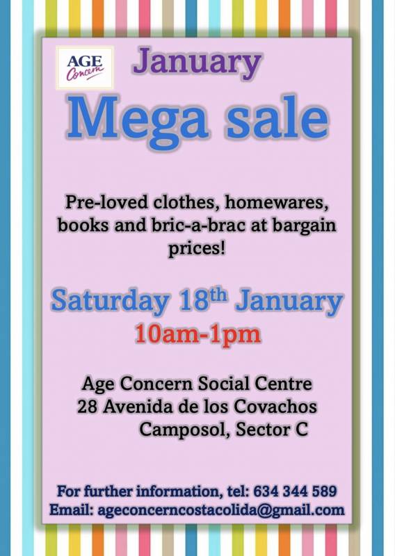 January 18 Age Concern secondhand sale at Camposol Sector C