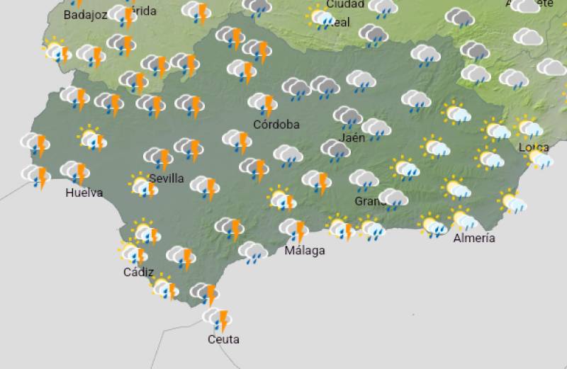 Andalucía weekly weather forecast March 10-13: Persistent rain and strong winds expected