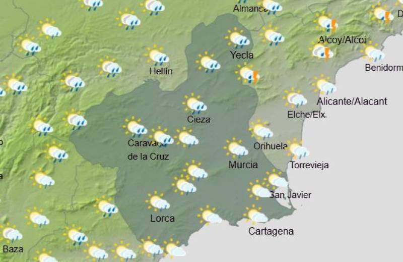 Murcia weekend weather forecast May 1-4: Rainy patches but still warm