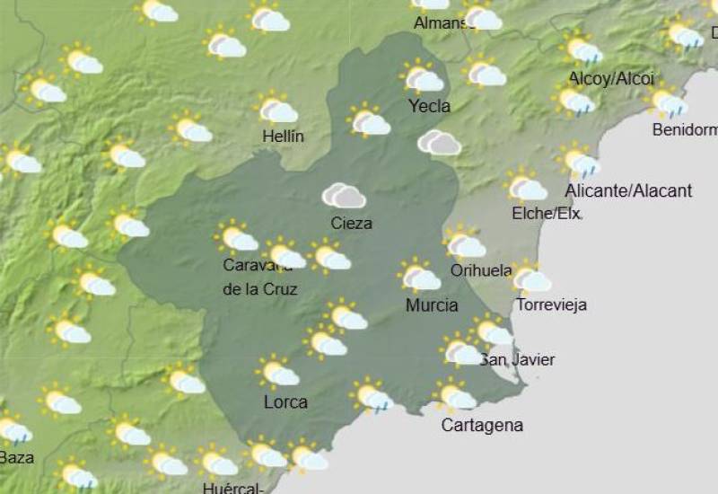 Murcia weekend weather forecast May 1-4: Rainy patches but still warm