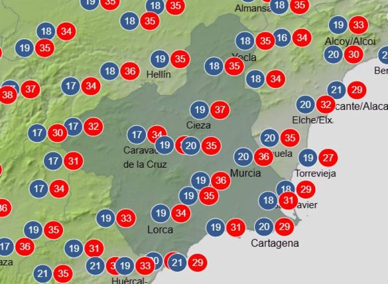 Up to 37 degrees in the shade this weekend: Murcia weather forecast May 29-June 1