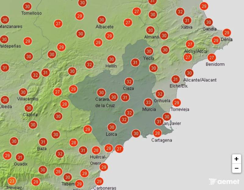 Showers and even some thunderstorms: Murcia weather forecast August 21-24