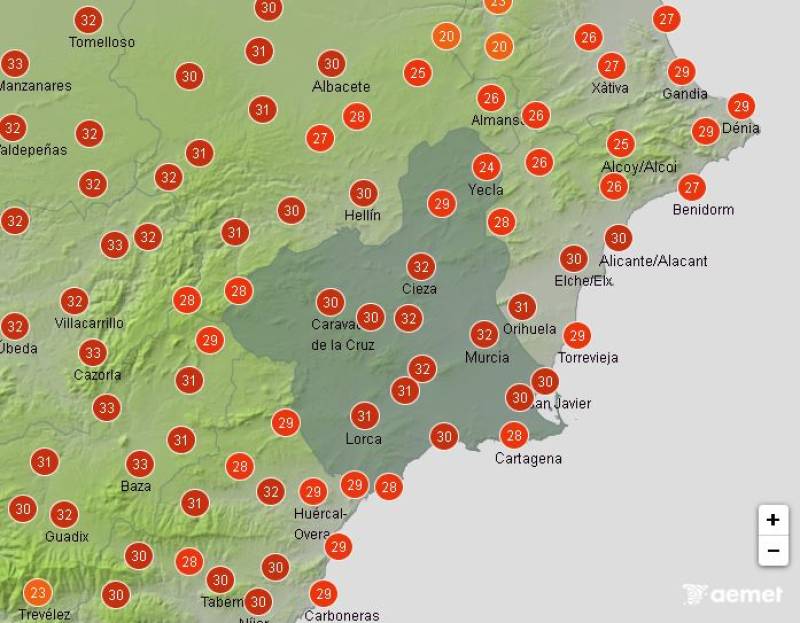 Showers and even some thunderstorms: Murcia weather forecast August 21-24