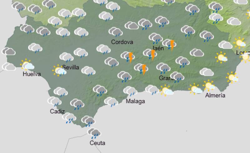 Andalucía weekend weather forecast January 29-February 1: Wet and windy with orange wind alerts