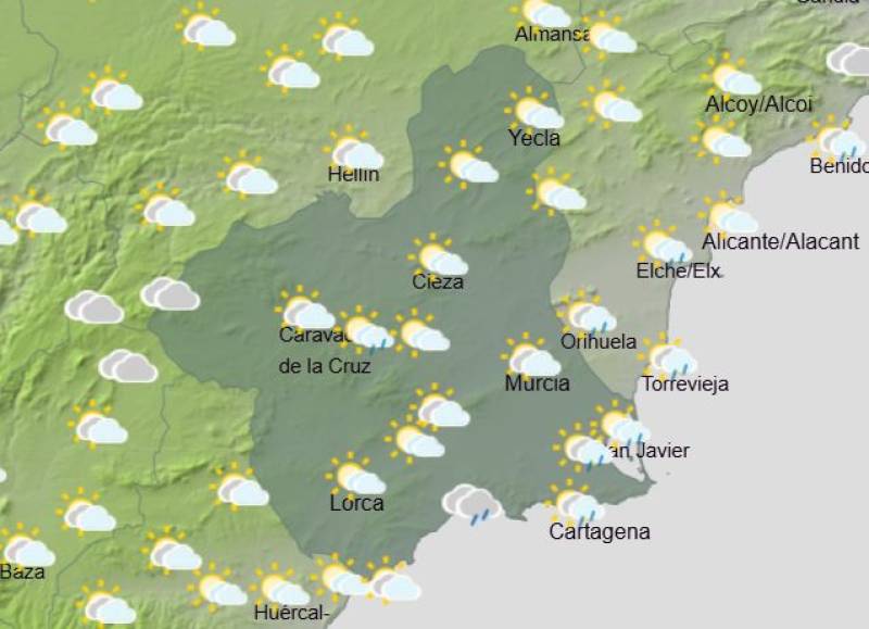 Murcia weekend weather forecast March 26-29: Cloudy with a chance of rain