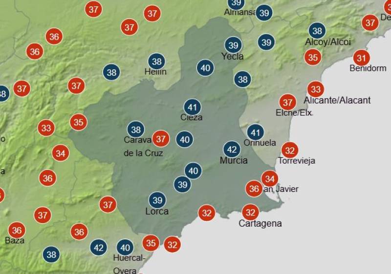 Heatwave backs off but it's still staying hot: Murcia weekend weather forecast July 9-12