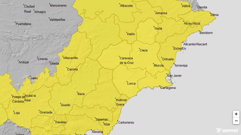 Yellow weather alert issued for the Murcia Region as storms approach
